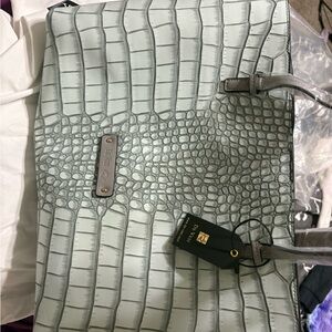 Dune London Light Gray Croc-Embossed Tote